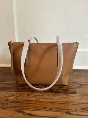 kate spade Tan Pebbled Leather Tote with Gold Hardware